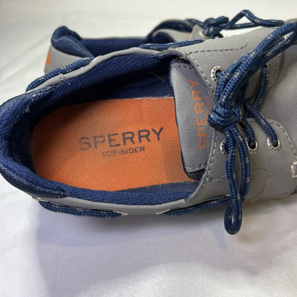 Sperry Boat‎ Lite Gray Blue 3-Eye Lace Up Boat Shoe Men 8.5 Medium Slip On Tie